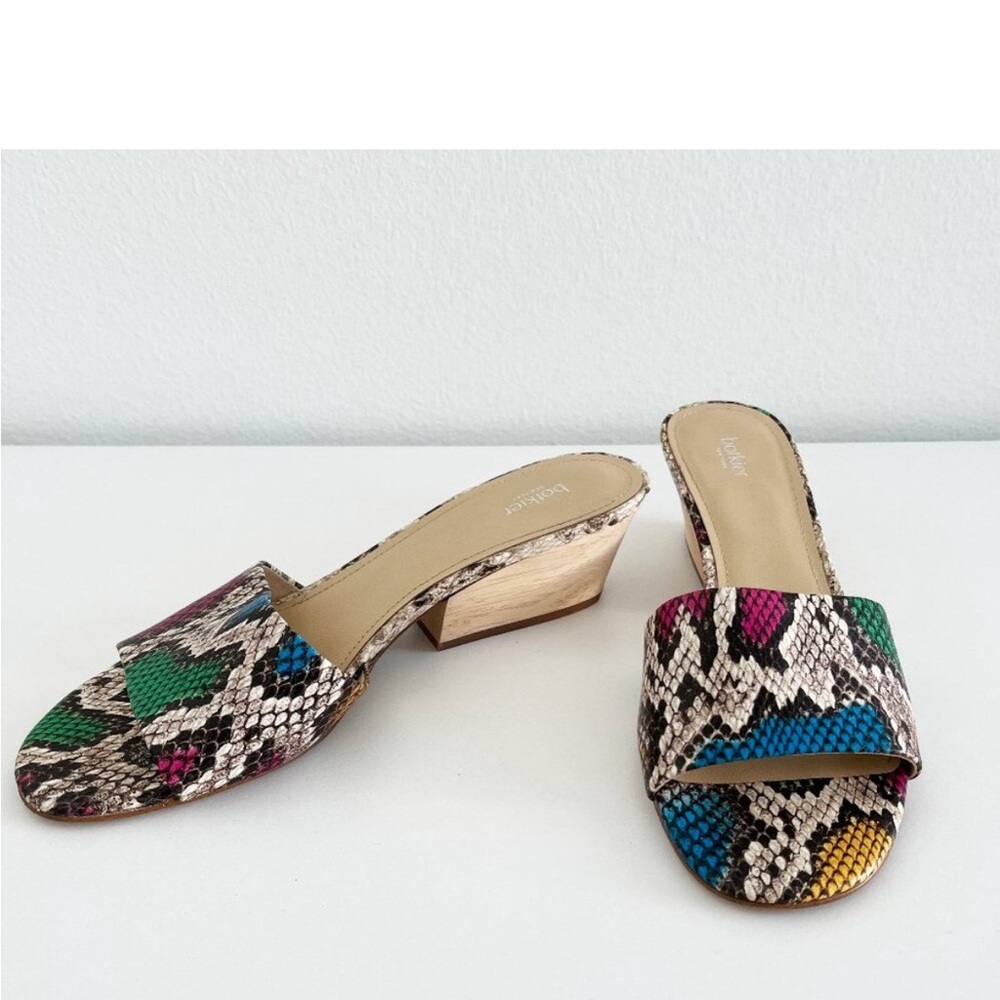 NIB Boltkier Carlie Colorful Snakeskin mules with low heel. - Picture 2 of 6